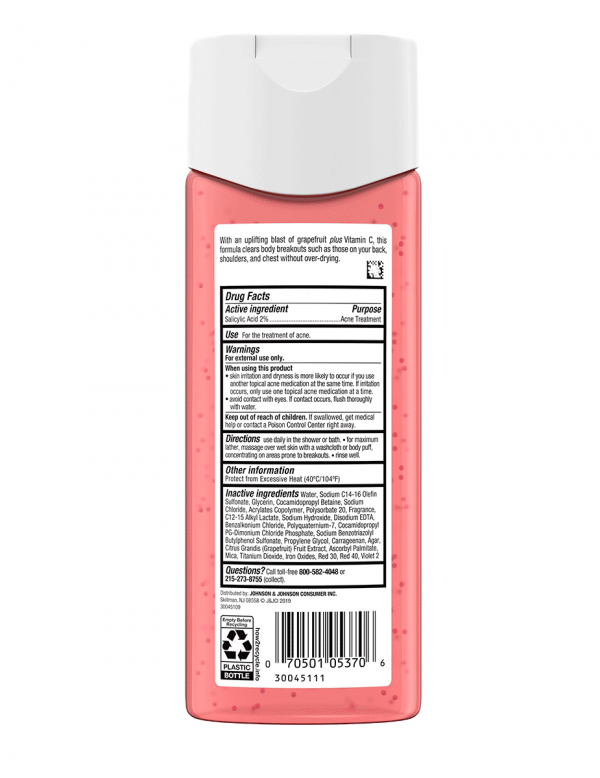 Neutrogena Body Clear Pink Grapefruit Acne Body Wash, 8.5oz